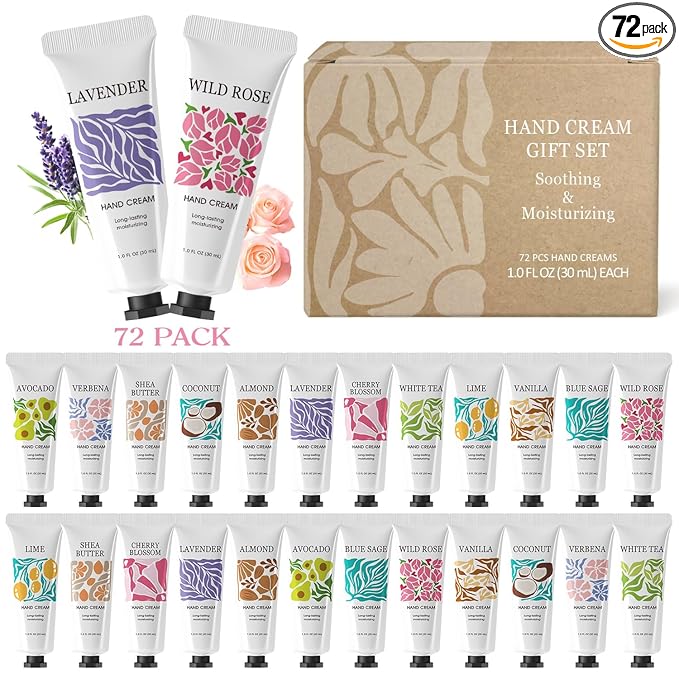 72 Pack Hand Cream Bulk for Women, Mothers Day Gifts Bulk, Hand Lotion Travel Size Bulk, Moisturizing Hand Lotion for Dry Hands, Teacher Appreciation Gifts, Nurses Week Gifts, Thank you Gifts Employee