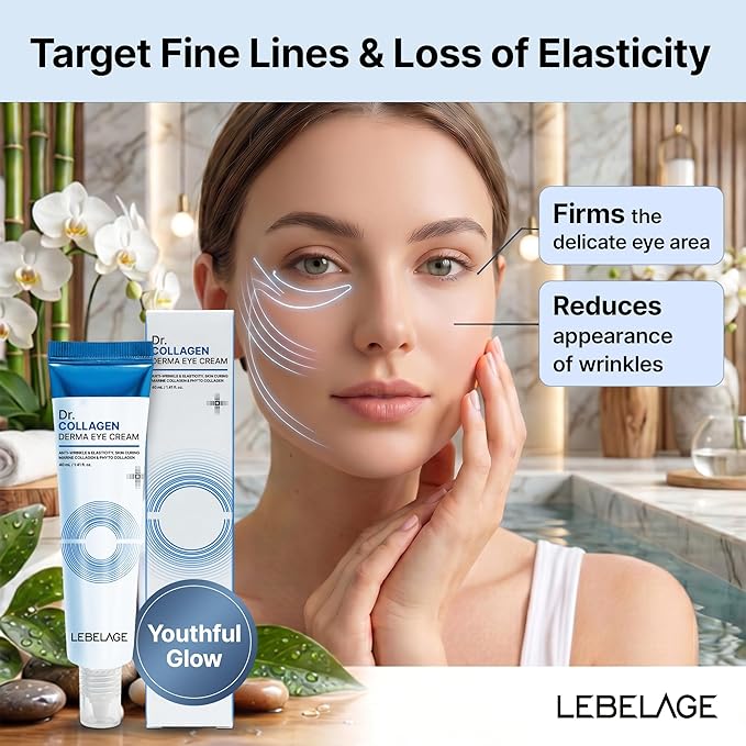 LEBELAGE Derma Eye Cream 1.35 fl oz | Lightweight Eye Moisturizer | Fast-Absorbing Daily Under Eye Cream for Smooth, Hydrated Skin Feel | Korean Skincare Routine (Collagen)