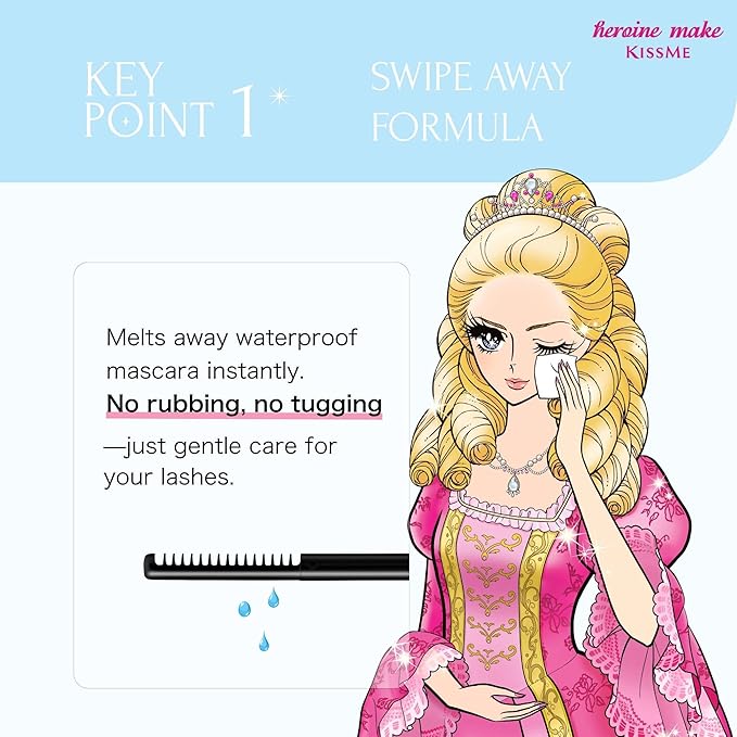 Heroine Make by KissMe Speedy Mascara Remover, Gentle Eye Makeup Remover for Waterproof Mascara, Fast-Acting & Non-Irritating Cleanser, Removes Stubborn Eye Makeup, 0.22 fl Oz