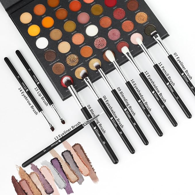 DUcare Makeup Brushes with Travel Bag 15Pcs Makeup Brush Set Kabuki Foundation Blending Blush Eyeliner Shadow Brow Concealer Brushes Kit