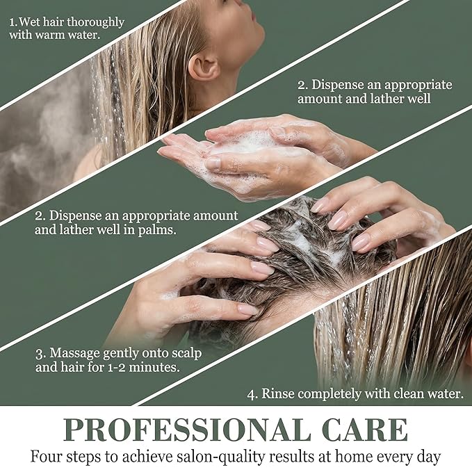 Unisex Sulfate-Free Rosemary Shampoo with Hydrolyzed Collagen & Amino Acids, Nourishing Hair & Scalp Care for Fuller-Looking Hair, Paraben-Free Formula (1)