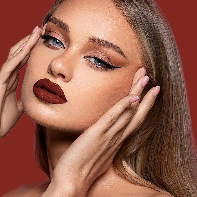 Depuplum 3Pc Matte Liquid Lipsticks for Women, Dark Red Lipstick Dusrty Nude Lisptick Red Lipstick, Cruelty Free Long Lasting Lip Makeup, DM18+DM05+DM10