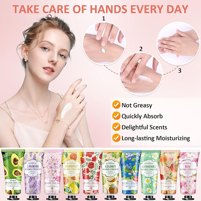 KONEUK 112 Pack Moisturizing Hand Cream Set, Mothers Day Gifts for Mom, Bulk Hand Lotion Travel Size for Dry Cracked Hands, Mini Hand Cream for Teacher Appreciation Gifts, Nurse Gifts, Birthday Gifts