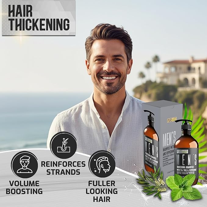 Mens Shampoo - Sulfate Free for Thinning Hair - Volumizing and Hair Thickening - Salon Grade, Professional Formula for Thin and Fine Hair Men - Strengthening Paraben Free Shampoo - 16 Fl Oz