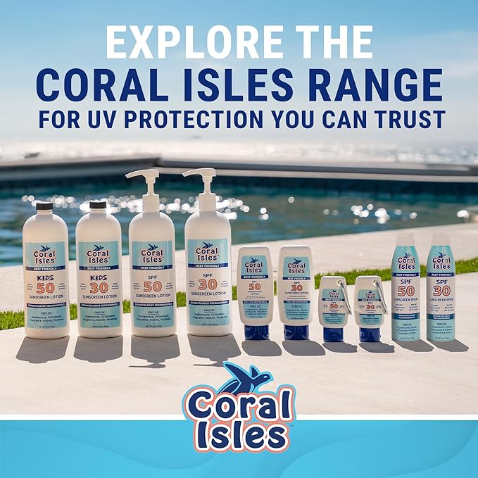 Coral Isles Sunscreen SPF 30 | Hawaii Reef Act Compliant | Octinoxate & Oxybenzone Free | Broad Spectrum UVA/UVB Protection | Water Resistant 80 Min. | Fragrance Free | 6 Fl Oz (Pack of 1))