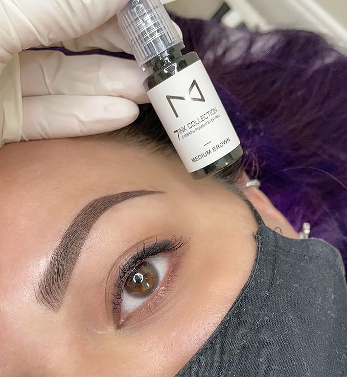M - 7Ink Seven Colors Liquid Pigment Ink for Eyebrow Tattoo - Permanent Makeup Microblading Supplies Kit - Machine Use - Microshading - No Mixing Professionals Only -10ml (Single, Medium Brown)