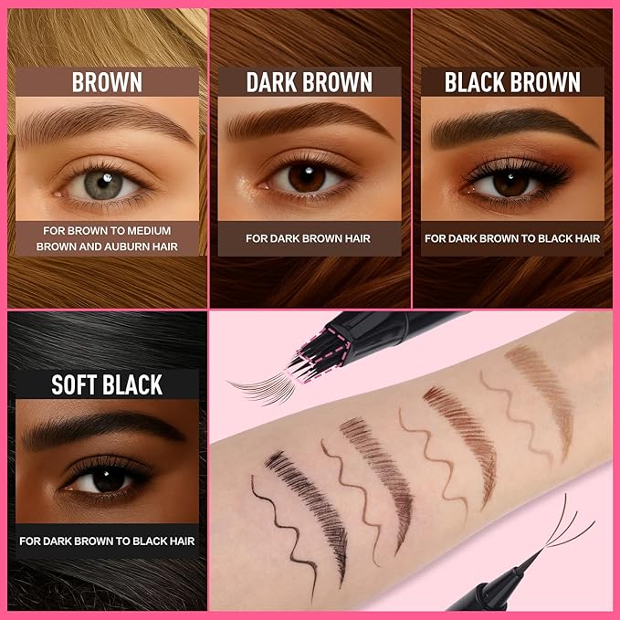 SUSIKEKI Dual Ended Microblading Eyebrow Pen - 2 in 1 Liquid Eyebrow Pencil with Brow-Fection Angled Brush & Precise Detail Brush-Tip, Shapes & Fills Hair-Like Looking Brows, Lasts All-Day, Dark Brown
