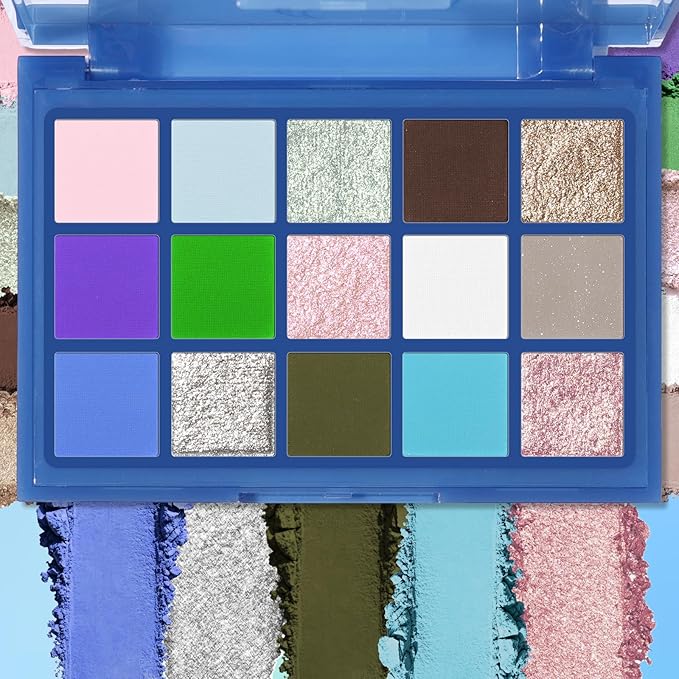 UCANBE 15 Color Shimmer Matte Eyeshadow Palette – Highly Pigmented Metallic Glitter Eye Shadow Makeup Kit with Blendable Long-Lasting Shades for Natural, Smoky & Bold Looks