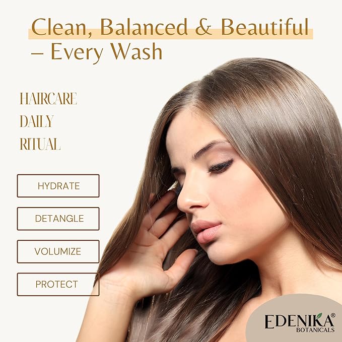 Edenika Botanicals Apple Cider Vinegar Shampoo, Deep Cleans, Clarifies, Detoxes Scalp & Hair, Balances pH, Botanical, Sulfate & Paraben Free, 16 fl oz Each