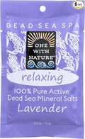 One With Nature Relaxing, 100% Pure Active Dead Sea Mineral Salts, Lavender, For Eczema, Psoriasis and All Skin Types, Natural, Therapeutic, 2.5 Oz (Pack of 6)