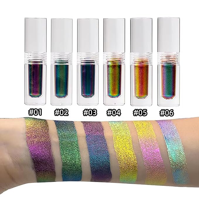 R.Y.M Violet Green Metallic Liquid Chameleon Eyeshadow Shimmer Quick-drying Waterproof Chameleon Eyeliner Eyeshadow Party Festival Eye Makeup (6#, 0.06 Ounce (Pack of 1))