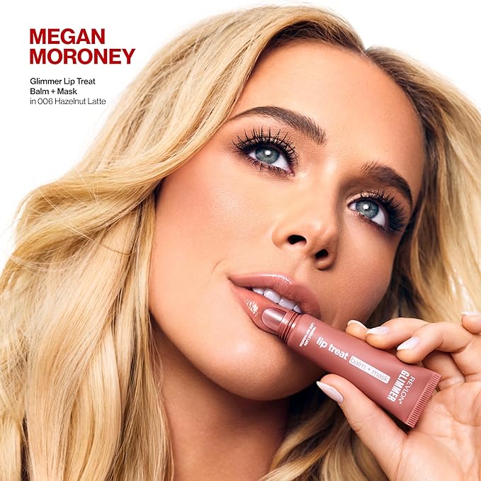 Revlon Glimmer Lip Treat Balm + Mask, Overnight Peptide Lip Treatment, Hydrating, 006 Hazelnut Latte, 0.4 fl oz
