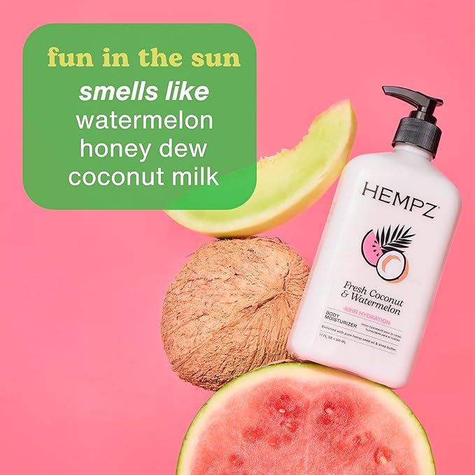 Hempz Herbal Body Moisturizer, Pearl White, Fresh Coconut/Watermelon, 2.25 Ounce