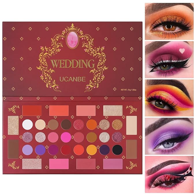 UCANBE Eyeshadow Makeup Palette, 36 Color Matte Shimmer Glitter Eye Shadow Highlighter Contour Blush Powder, High Pigmented Long Lasting Waterproof Pallet for Weddings, Celebrations & Daily Use