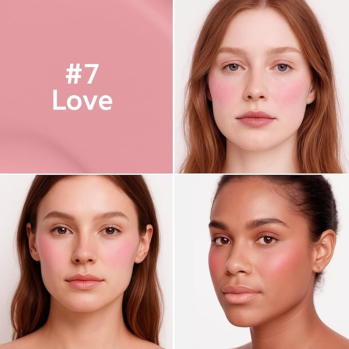 FV Liquid Blush Matte, Long Lasting Buildable Cream Blush with High-Pigment Color, Weightless Blendable Flush for Natural Finish (Love)