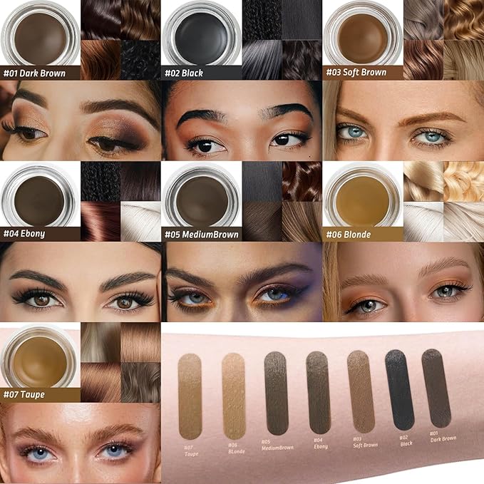 Dark Brown Eyebrow Pomade, Eye Brow Wax for Women, Long lasting Smudge proof Ideal, for Precision Eyeliner and Brow Definitio