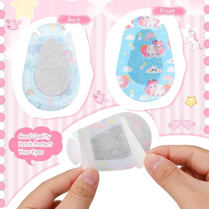 Copkim 200 Pcs Adhesive Eye Patches for Kids Girls Cute Toddler Eye Patch Bulk Colorful Breathable Cartoon Lazy Patch for Children Baby Light Blocking, 20 Styles, 3 x 2 Inches (Patterned)