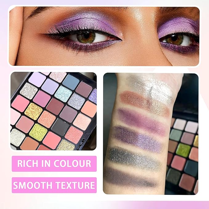 40 Colors Eyeshadow Palette,Matte Glitter Eyeshadow Makeup Palette with Eyeshadow Brush,Highly Pigmented Colorful Shimmer Eye Shadow Palette Makeup Kit for Women