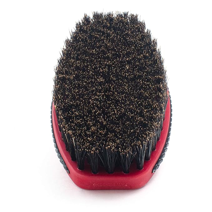 Crown Quality Products 360 Sport Wave Caesar 2.0 Boar Bristle Hairbrush, Soft, Red Velvet - Non-Slip Grip, Waterproof Design - The Ultimate 360 Wave Brush