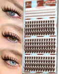 Brown Lash Clusters With Bottom Eyelash Clusters Manga Dark Brown Cluster Eyelash Extensions 222Pcs Brown Bunny Lashes Clusters D-Curly Individual Lashes 10-16MM by Zegaine