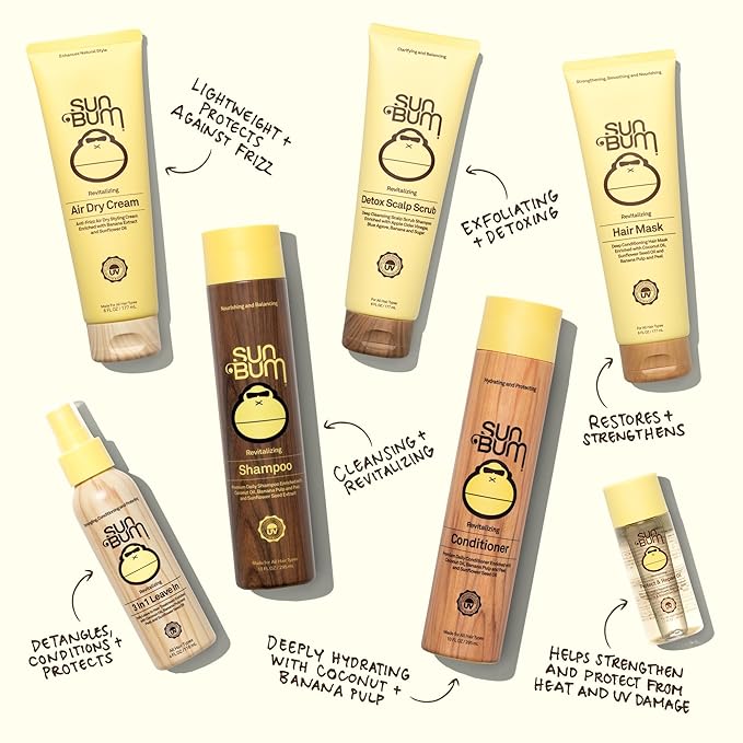 Sun Bum Revitalizing Deep Conditioning Hair Mask - Moisturizing and Restoring Treatment for Damaged Hair - Strengthening - Smoothing and Nourishing Formula - Vegan and Cruelty Free - 6 oz