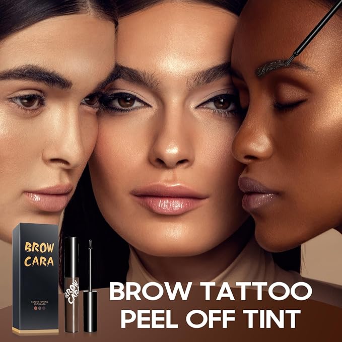 Eyebrow Gel - Peel Off Eyebrow Tint with Eyebrow Stencils, Long-Lasting & Waterproof Brow Gel for Women and Girls Create Fuller & Defined Brows Makeup (Dark Brown)