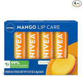 NIVEA Mango Lip Care, Vegan Lip Balm Pack with Shea Butter, Nourishing Oils and Vitamin C & E, 3-in-1 Moisturize, Repair and Protect, 0.17 Oz Stick, Pack of 4