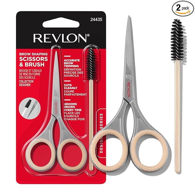 Revlon Designer Series Brow Set, Trimming and Shaping Eyebrow Kit with Scissors and Spoolie Brush, Easy to Use at Home or on The Go, 1 Count