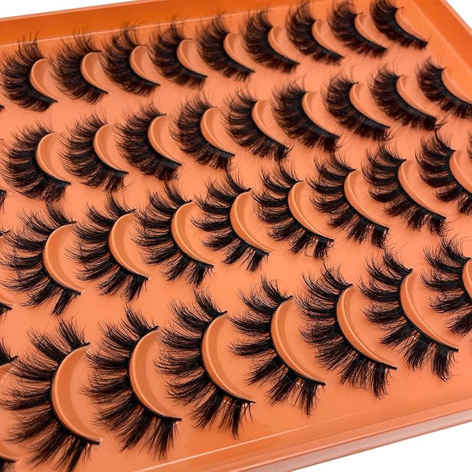 Mink Lashes Wispy Dramatic Thick Faux Mink Fake Eyelashes Pack 18mm 3D Full Strips Lashes Pack 20 Pairs Styles Mixed YH310