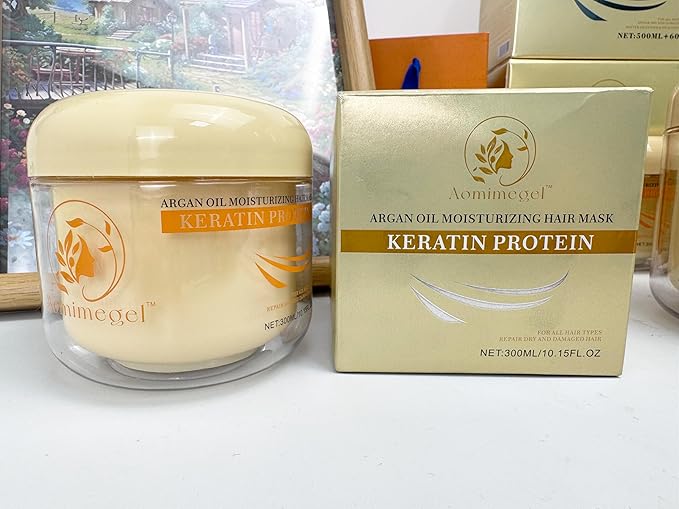 Collagen Hair Mask,Deep Repair Conditioning Argan Oil Hair Mask for Damaged Hair Treatment, Deep Conditioner Hydrating Hair Masque for All Hair Types 10.15 oz 300ml