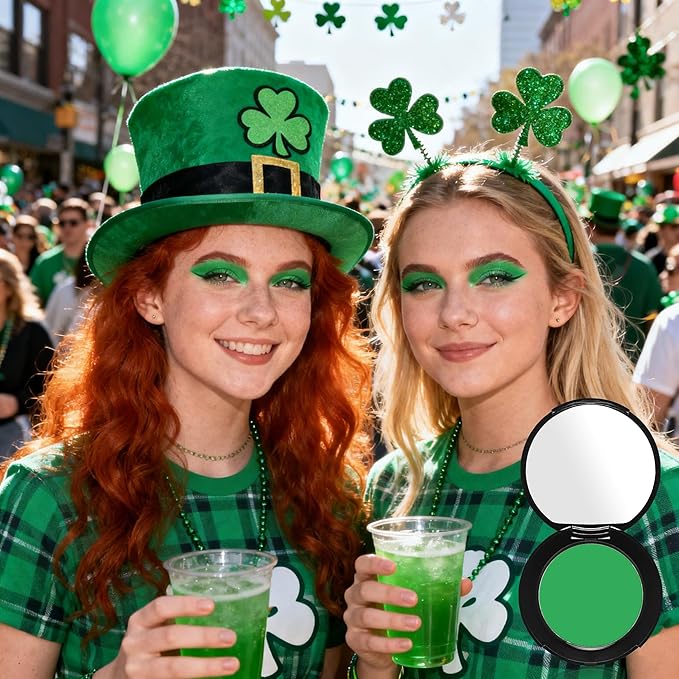 MEICOLY Light Green Eyeshadow with Mirror, Shamrock Forest Green Eye Shadow for St Patricks Day, Matte Eye Shadow Palette for Wicked Witch Elphaba Makeup, High Pigmented & Waterproof