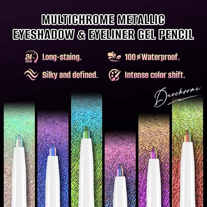 CHARMACY Chameleon Eyeliner Gel Pen, Color Changing Eyeliner, Long-Lasting, Waterproof & Smudge-Proof Formula, Metallic & Shimmer Shades for Creative Makeup, Easy Application (B01)