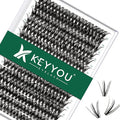 Lash Clusters 300pcs Individual Lashes 50D 0.07C Curl 16mm DIY Eyelash Extension KEYYOU Large Tray Volume Soft&Natural Cluster Lashes(50D-0.07C,16）