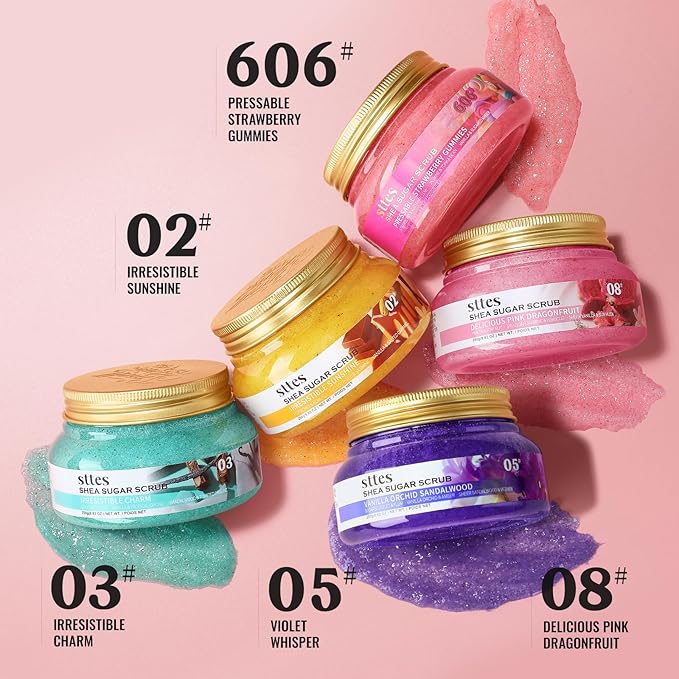 Sttes Smell Rio Shea Sugar Body Scrub 03 (Irresistible Charm) – Coconut & Vanilla Scent Shower Treatment 250g