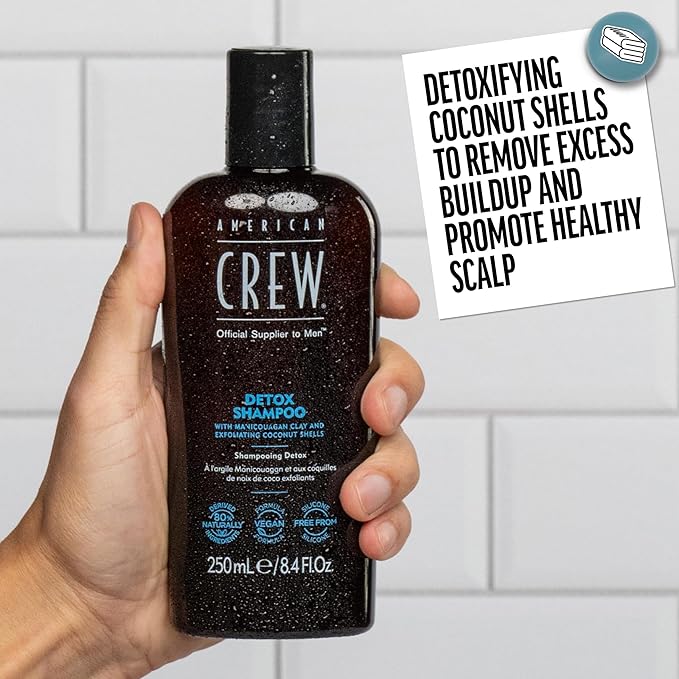 American Crew Detox Shampoo for Men, Naturally Derived, Vegan Formula, Citrus Mint Fragrance, 33.8 Fl Oz