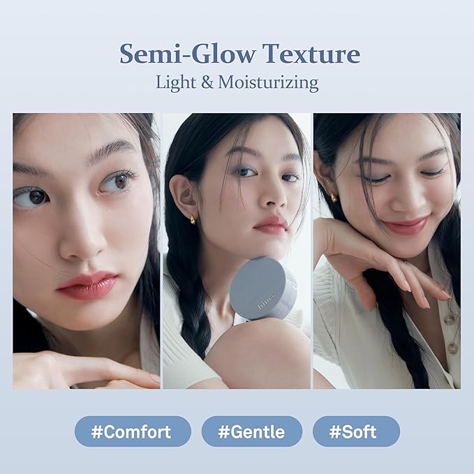 hince Second Skin Mesh Matte Cushion - 12g, Natural Coverage, Semi Matte Finish, Flawless Coverage, 24hr Long Lasting, Korean Cushion Foundation, Blue Cushion (ROSY, 15)