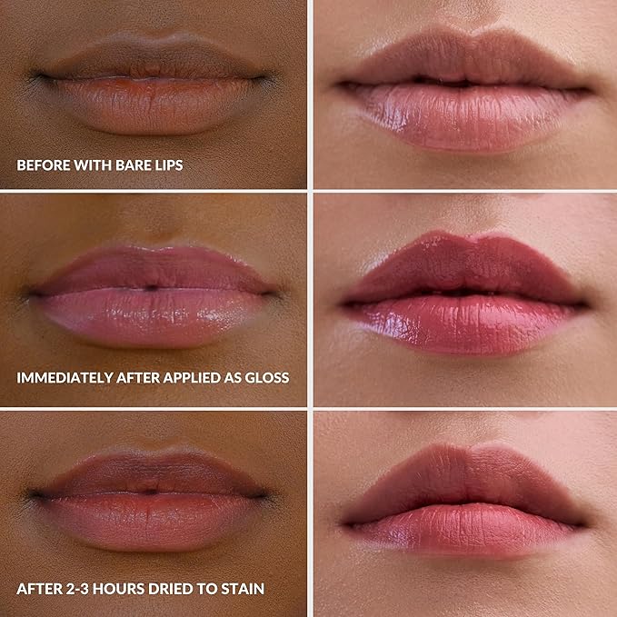 Mango People Hydrating Glossy Fruit Lip Stain, Long Lasting Tint & Oil Stain, Lightweight Lip Makeup with High-Shine Finish for Soft, Smooth and Nourished Lips - Rose Milk
