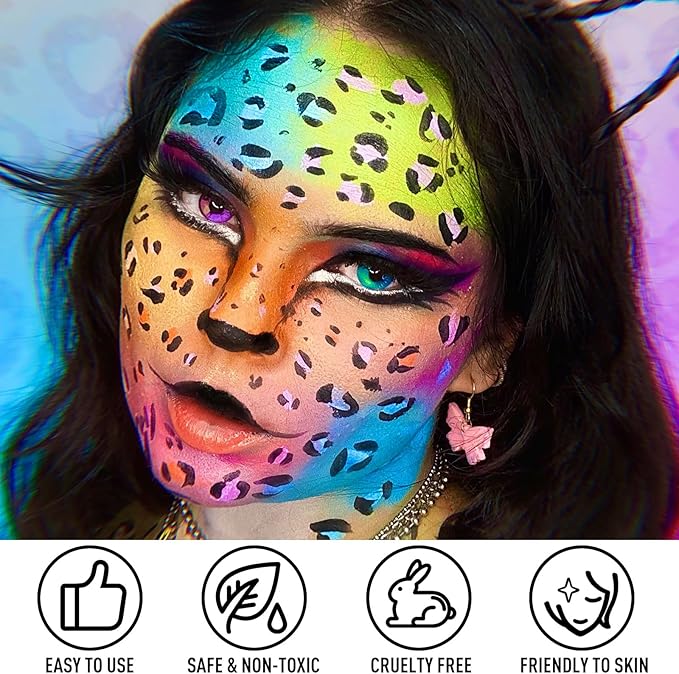UCANBE Athena Face Body Paint Oil Palette, 20 Colors Large Black White Professional Flash Tattoo Halloween SFX Party Artist Costume Festival Stage Cosplay Full Size Makeup Painting Kit 168g