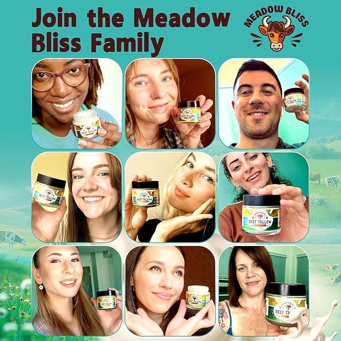 Meadow Bliss Beef Tallow for Skin - Moisturizer Cream - 100% Grass Fed - Whipped Beef Tallow - Manuka Honey - Organic Jojoba Oil, Shea Butter - Supports Eczema, Rosacea - USA - Citrus Breeze - 4 oz
