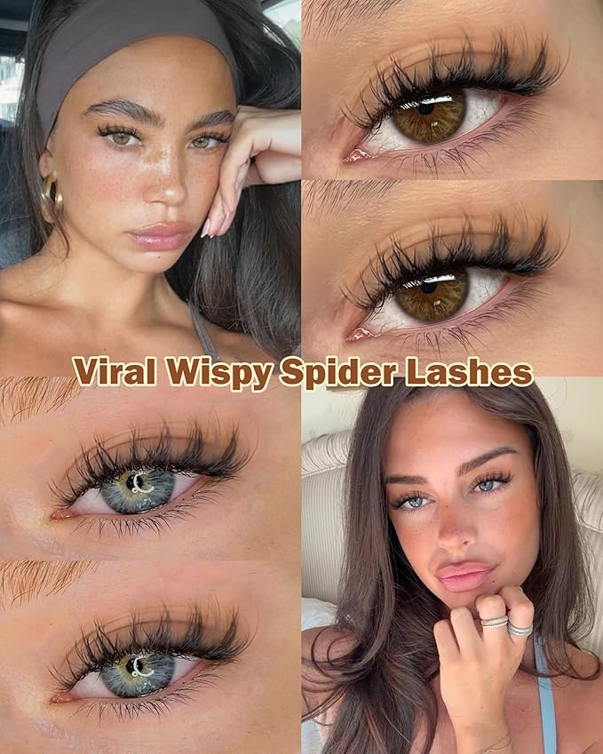 Wispy Spider Lash Clusters, Natural Breeze Eyelash Clusters CD Curly Lashes Cluster 8-16mm Spider Cluster Eyelash Extensions Reusable Venus Individual Lashes for Beginners DIY at Home by Vanssymunlin