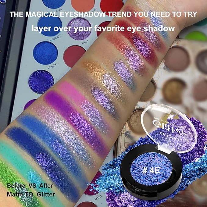Afflano Holographic Eyeshadow Glitter, Color Change Multichrome Eyeshadow Silver Blue Shimmer Metallic Eye Makeup, Sparkling Pigment Chameleon Duo Chrome Eye shadow for Blue Eye Makeup