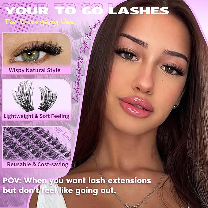 EYDEVRO Wispy Lash Clusters Natural Eyelash Clusters 9-18mm CD Curl Cluster Eyelash Extensions DIY Lash Extensions Individual Lashes 160 Pcs Cluster Lashes