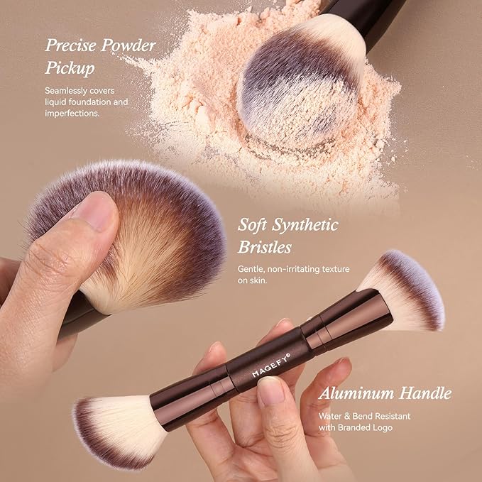 MAGEFY Makeup Brushes 22-in-12 Professional Makeup Brush Set Double-End Make Up Brushes for Powder Concealers Eye Shadows Blush with Gift Box