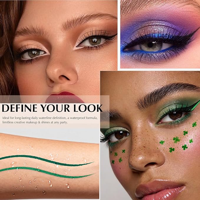 2 PCS Blue Eyeliner Pencil Set, Matte Shimmer Gel Waterline Eye Liner Pen Smudge-Proof Multi-Use Colorful Eyeliner Creamy High Pigmented Long-Lasting Retractable Smooth Eye Makeup