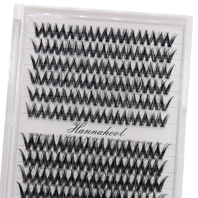 12rows-Large Tray Mixed 8-10-12-14-16mm/Mixed 14-15-16mm/Mixed14mm-16mm/Mixed 18-20mm Wide Stem Individual False Eyelashes Dramatic Black Cluster Eyelashes (MY009-12-14MM)