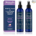 White Sage Smudge Spray for Spiritual Cleansing & Aura Protection, Sage & Lavender Smudging - Cleansing Negative Energy & Protection, Clear Quartz Reiki Energized Aromatherapy Room Mist 2X 8oz