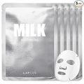 LAPCOS Milk Sheet Mask - Moisturizing & Gently Exfoliating Face Masks with Ceramide NP & Violet Flower to Replenish Dry Skin - Highly Breathable Microfiber Sheet - Korean Skin Care (Pack of 5)