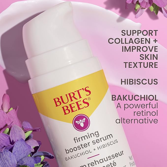 Burt's Bees Firming Collagen Face Serum, Natural Origin Retinol Alternative Improves Skin Texture & Supports Anti-Aging, with Bakuchiol, Lightweight - Firming Booster (1 oz)
