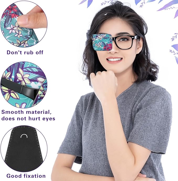Sosation 10 Pcs Eye Patches for Adult Left Right Eye, Eyepatch for Glasses, Mixed Styles