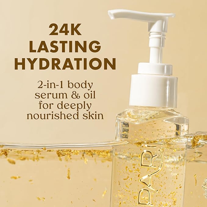 Kopari Golden Aura Body Oil with 24k Gold & Hyaluronic Acid - Hydrating Formula for Glowing Skin 3.3 oz